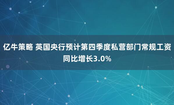 亿牛策略 英国央行预计第四季度私营部门常规工资同比增长3.0%